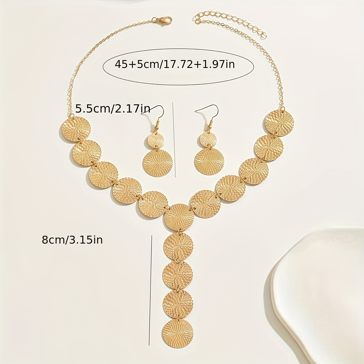 Middle Eastern Spiral Earrings & Y Necklace Set